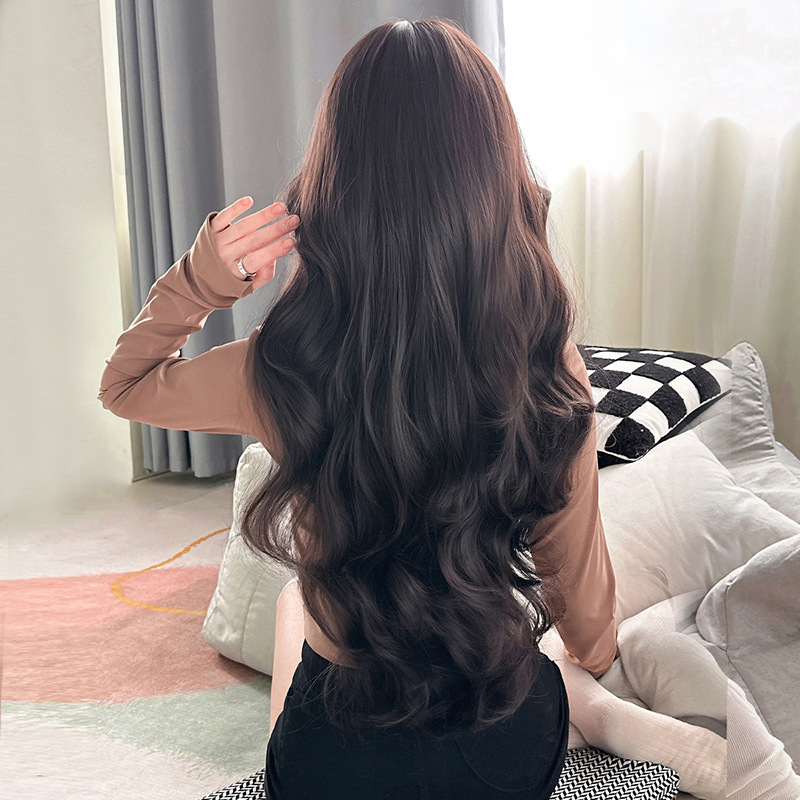 Korean style temperament with long curly hair,wig