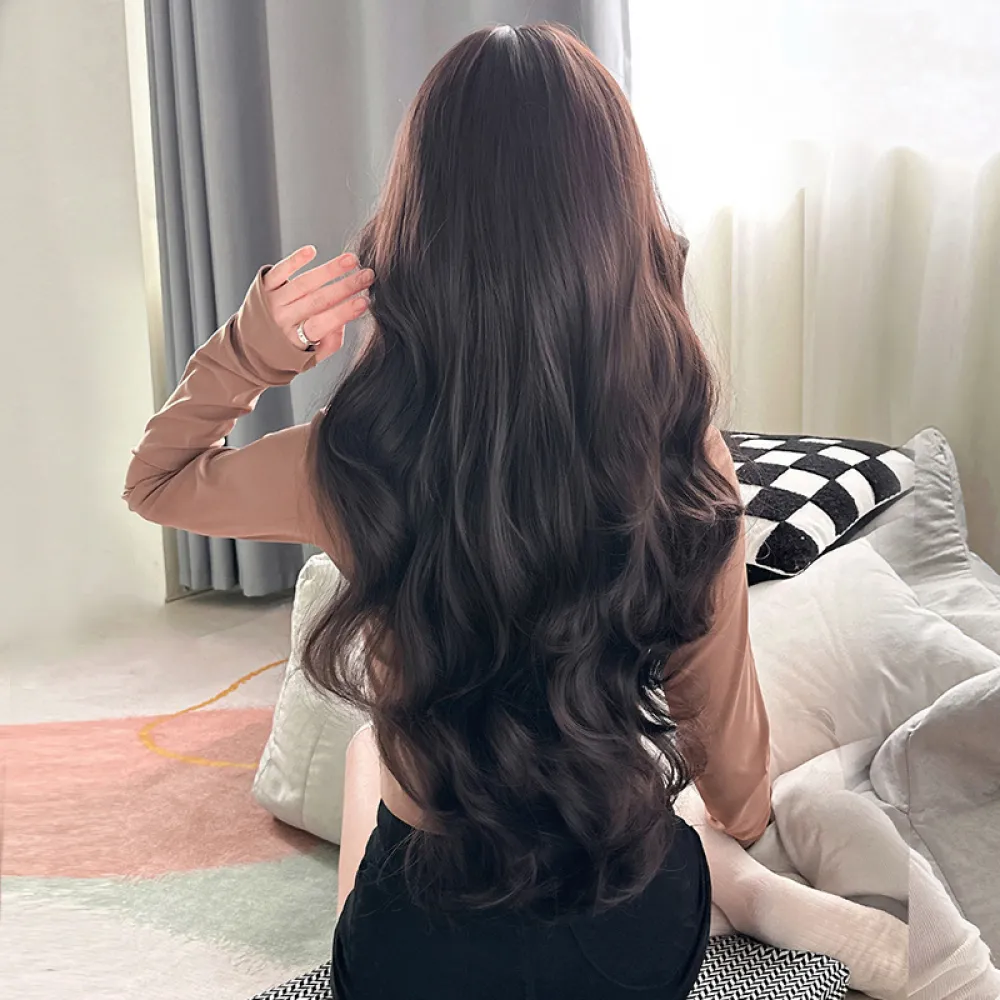Korean style temperament with long curly hair,wig