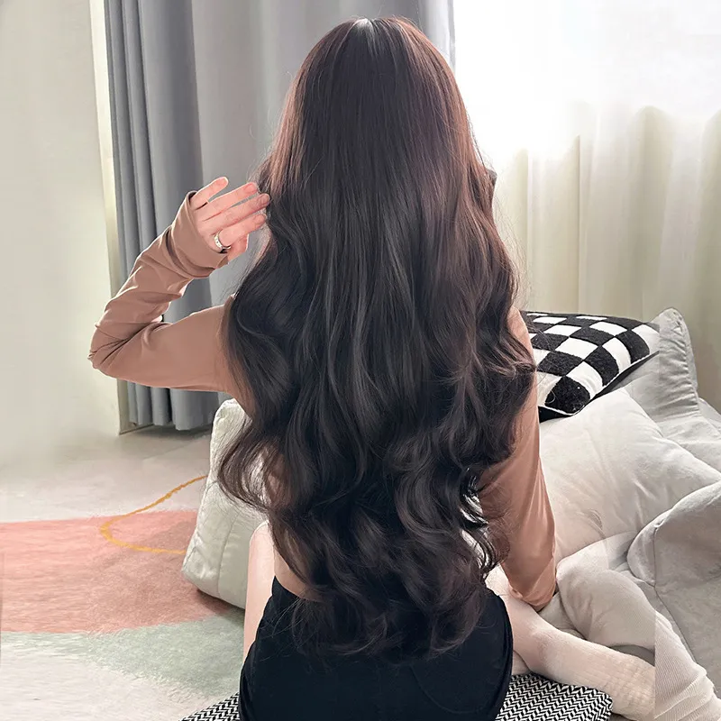 Korean style temperament with long curly hair,wig