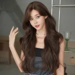 Korean style with a biased temperament long curly hair,wig