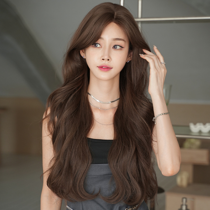 Korean style with a biased temperament long curly hair,wig