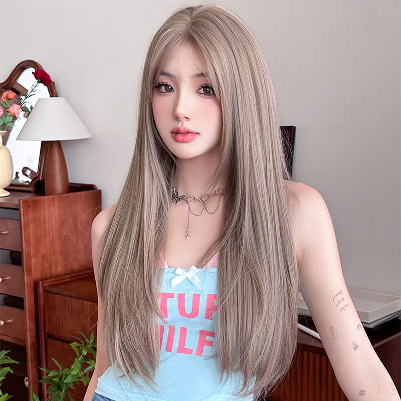 Thin Vine Pink Purple Long Straight Hair,wig