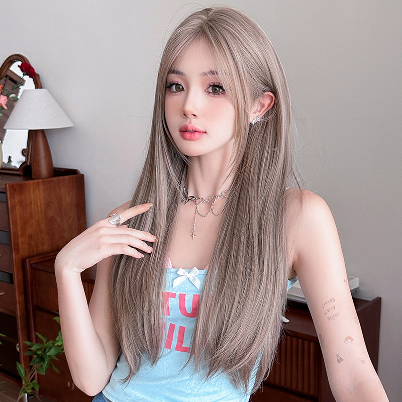 Thin Vine Pink Purple Long Straight Hair,wig