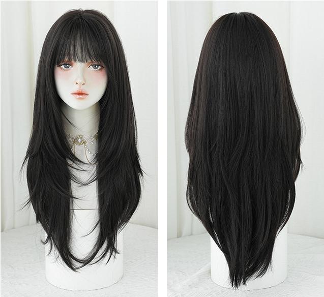 High level hair with inner buckle and long straight hair,wig