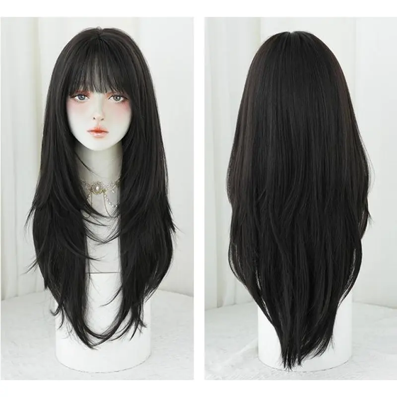 High level hair with inner buckle and long straight hair,wig