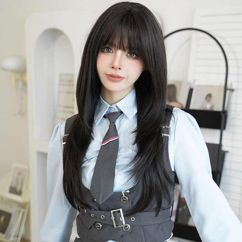 High level hair with inner buckle and long straight hair,wig