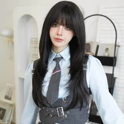 High level hair with inner buckle and long straight hair,wig 02