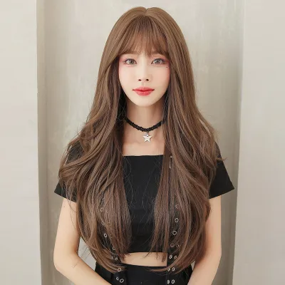Korean natural spiral wavy long curly hair,wig 01