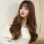 Women's natural fluffy curly hair with irregular bangs,wig
