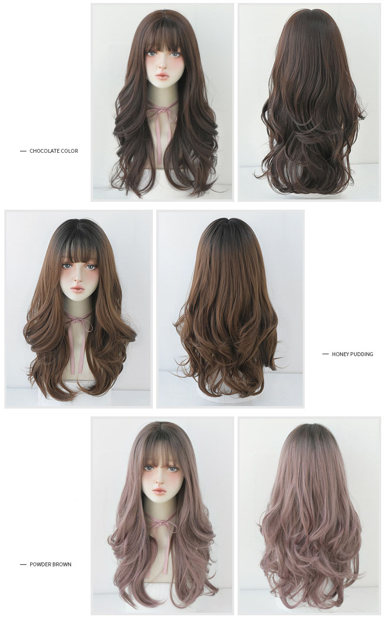 Women's natural fluffy curly hair with irregular bangs,wig