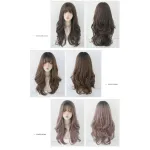 Women's natural fluffy curly hair with irregular bangs,wig