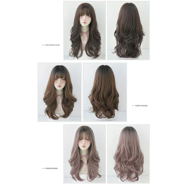 Women's natural fluffy curly hair with irregular bangs,wig