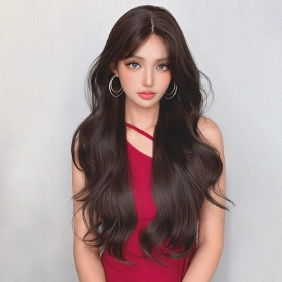 Women's natural wig with large waves and glossy finish,wig 01