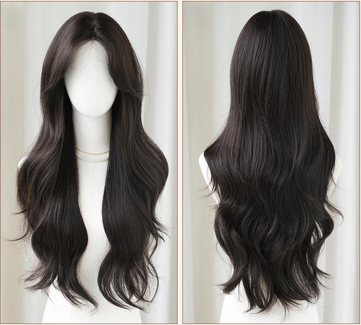 Women's natural wig with large waves and glossy finish,wig