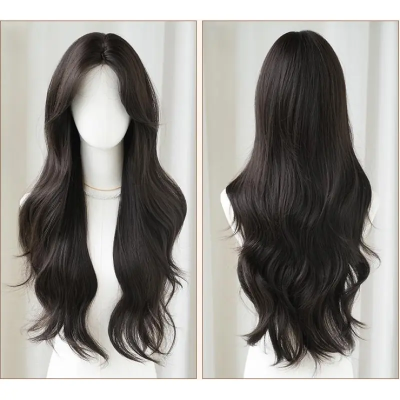 Women's natural wig with large waves and glossy finish,wig