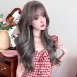 Atmosphere gray purple long curly hair,wig