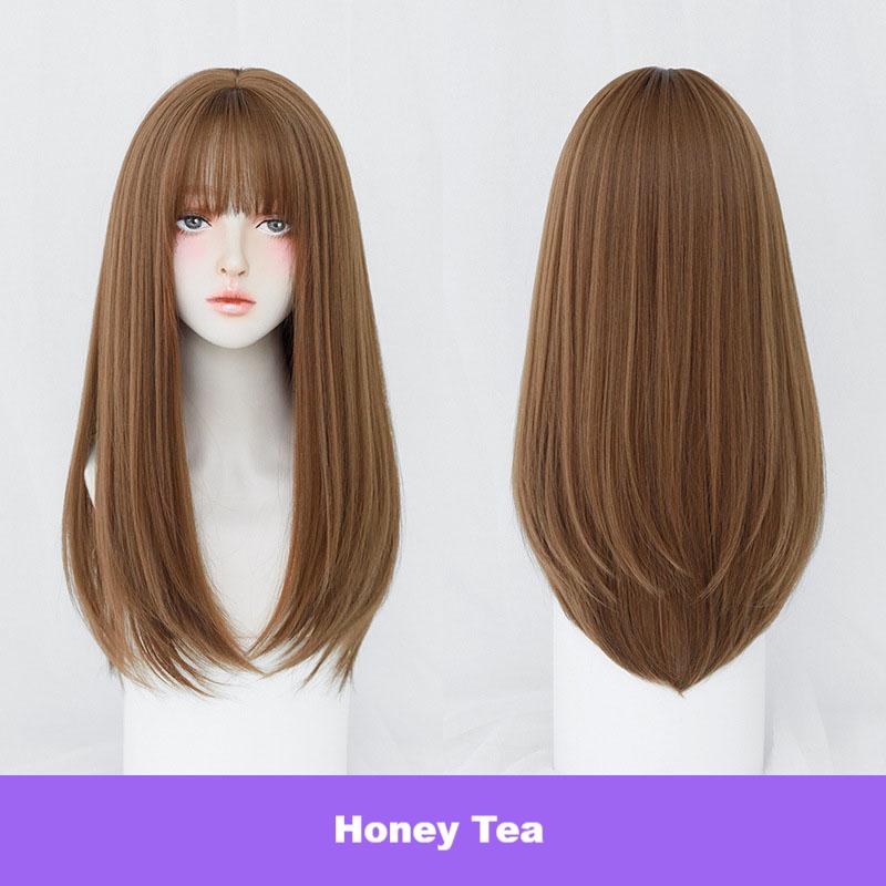 Classic tricolor hair with inner buckle at the tail, straight hair style,wig