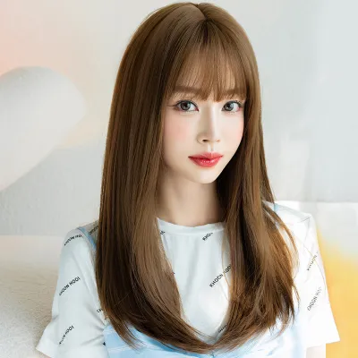 Classic tricolor hair with inner buckle at the tail, straight hair style,wig 01