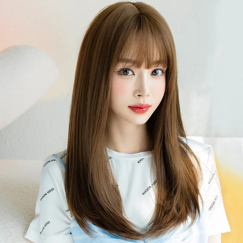 Classic tricolor hair with inner buckle at the tail, straight hair style,wig