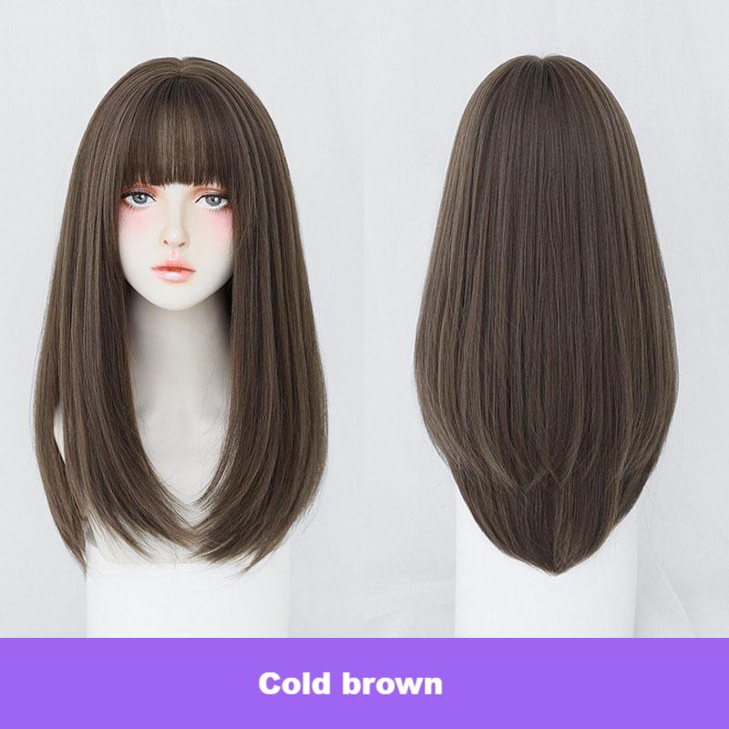 Classic tricolor hair with inner buckle at the tail, straight hair style,wig