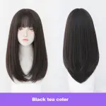 Classic tricolor hair with inner buckle at the tail, straight hair style,wig
