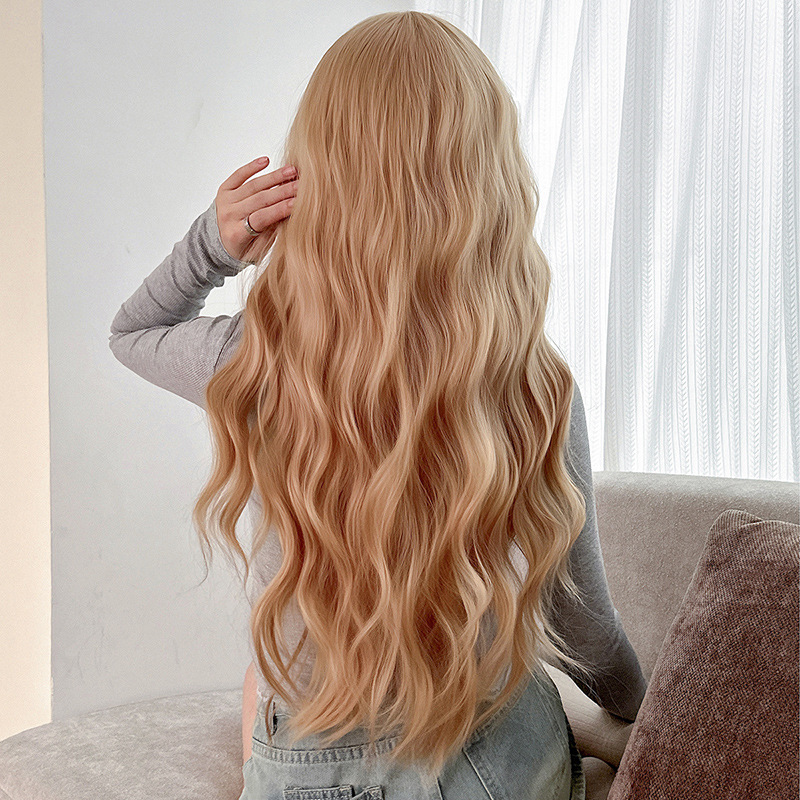 Girl group color platinum long curly headband with bangs,wig