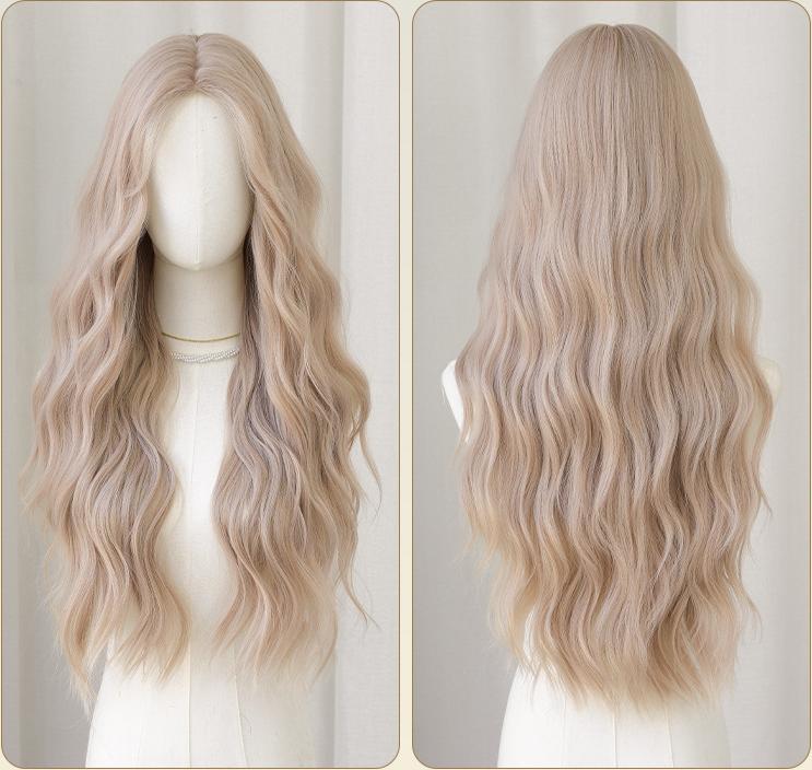 Girl group hair color Pink Platinum long curly hair,wig