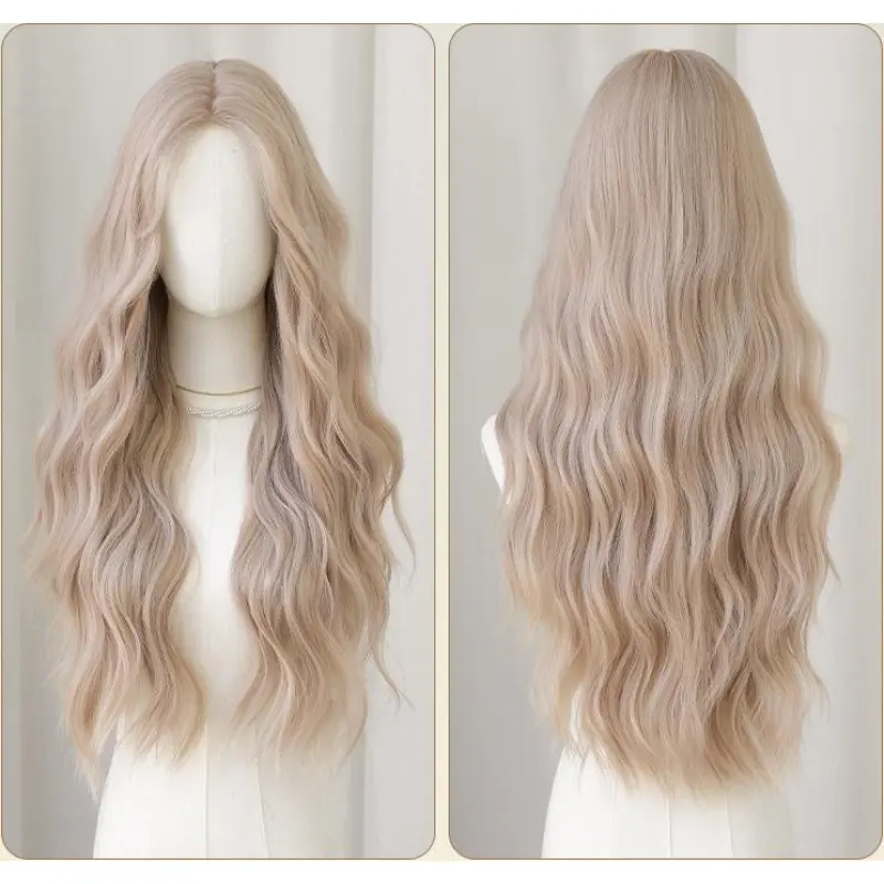 Girl group hair color Pink Platinum long curly hair,wig