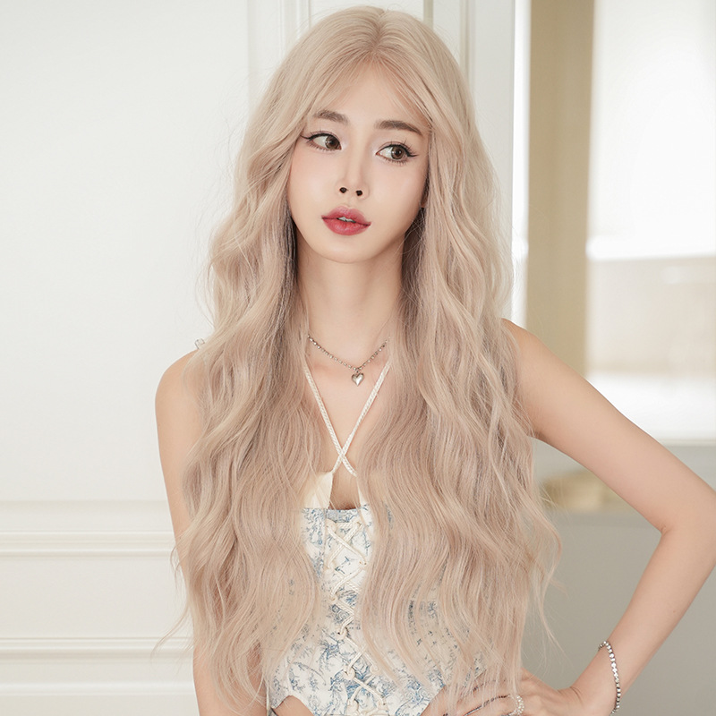 Girl group hair color Pink Platinum long curly hair,wig