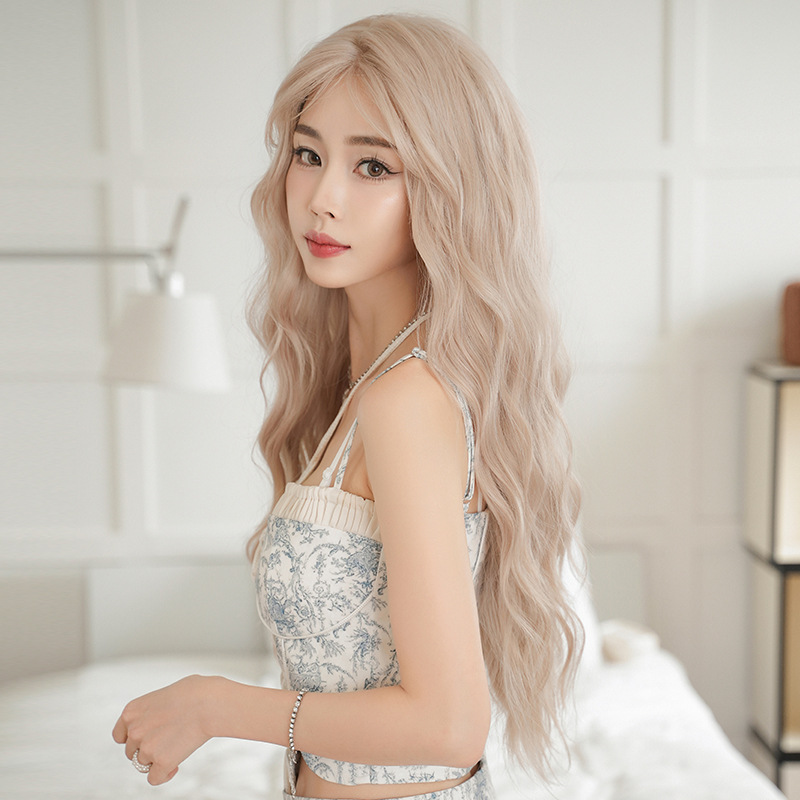 Girl group hair color Pink Platinum long curly hair,wig