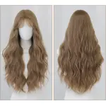 Hand woven linen milk tea with golden long curly hair,wig