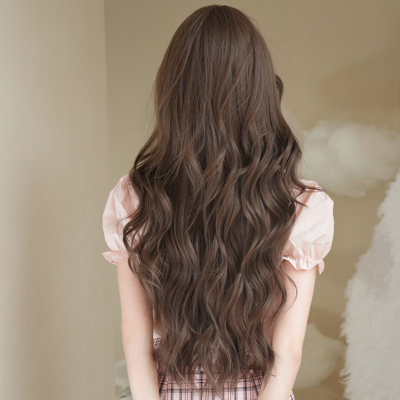 High cranial top cold gray tea brown toned long curly hair,wig