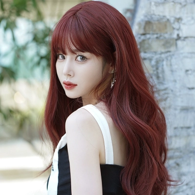 Internet celebrity raspberry red long curly hair,wig 02