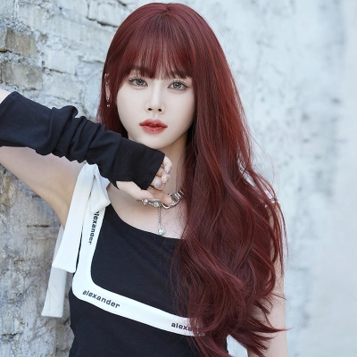 Internet celebrity raspberry red long curly hair,wig 01