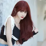 Internet celebrity raspberry red long curly hair,wig