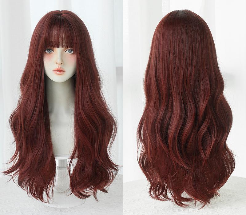 Internet celebrity raspberry red long curly hair,wig