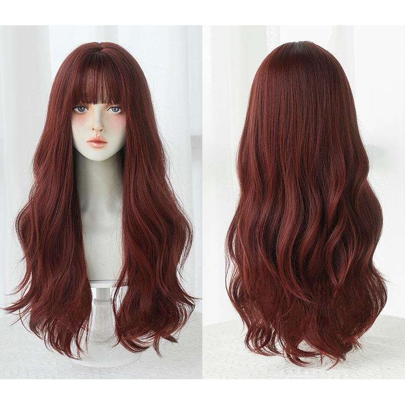 Internet celebrity raspberry red long curly hair,wig