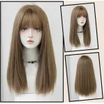 Mixed race linen blue long straight hair,wig