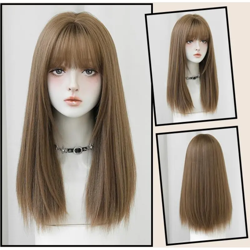 Mixed race linen blue long straight hair,wig