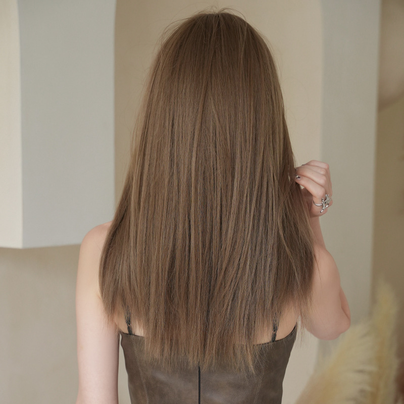 Mixed race linen blue long straight hair,wig