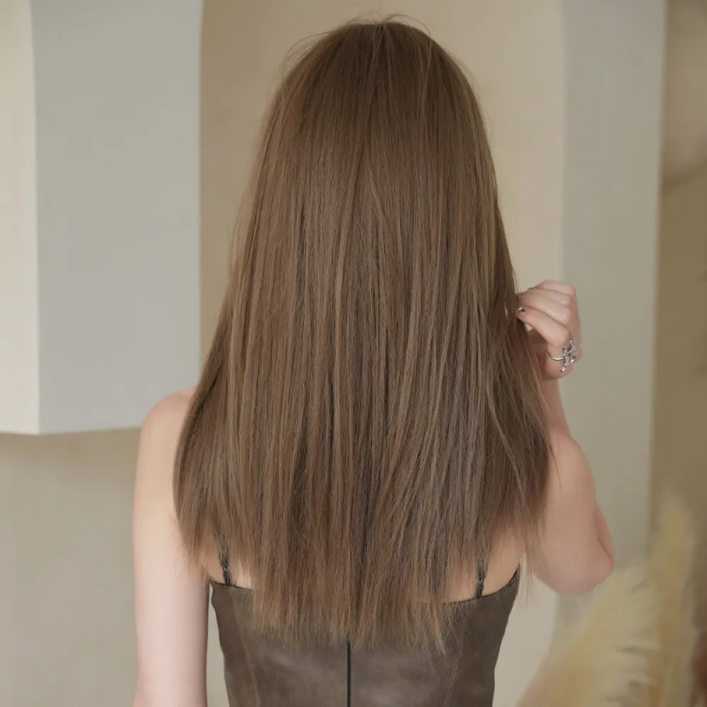 Mixed race linen blue long straight hair,wig