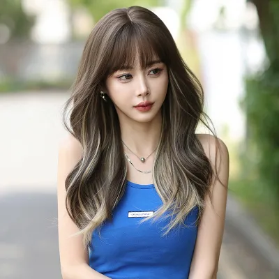 Rice white dyed wavy curly hair,wig 01