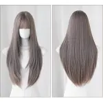 Thin vine pink purple long straight hair with bangs,wig