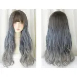 Atmosphere blue gray gradient long curly hair,wig