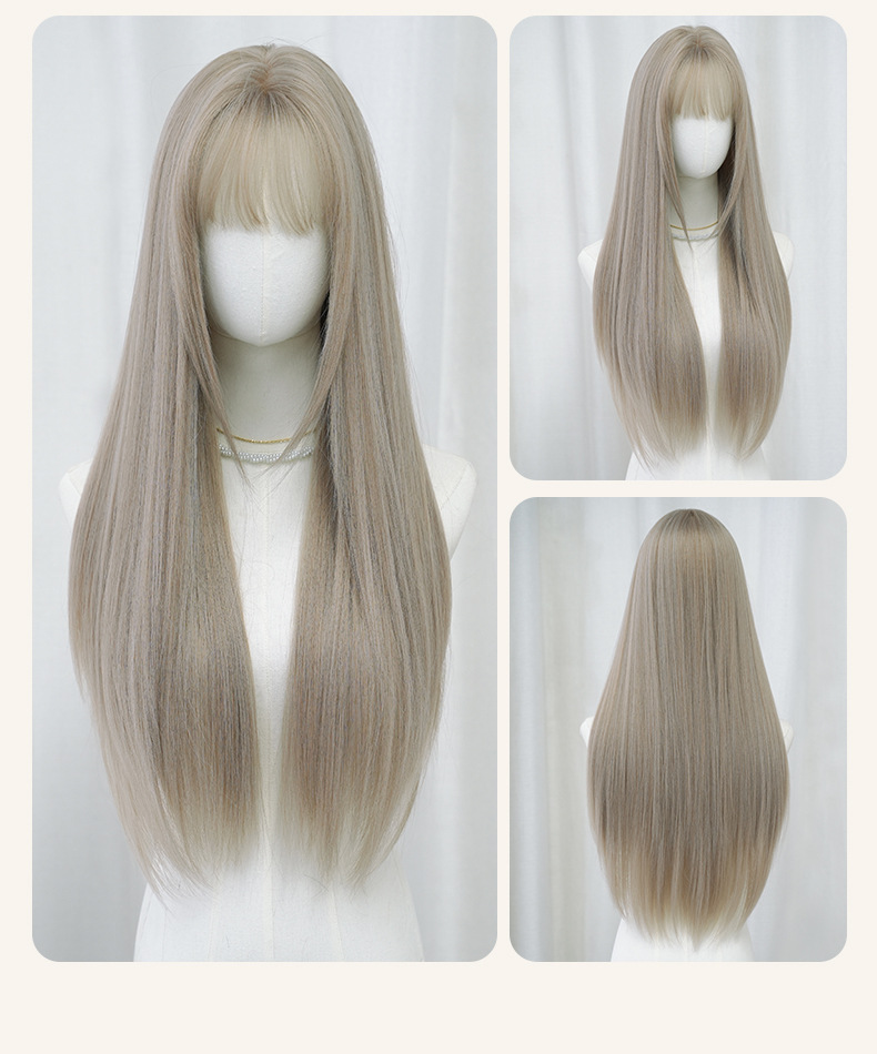 Beige mixed race long straight hair,wig