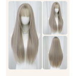 Beige mixed race long straight hair,wig