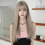 Beige mixed race long straight hair,wig