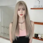 Beige mixed race long straight hair,wig