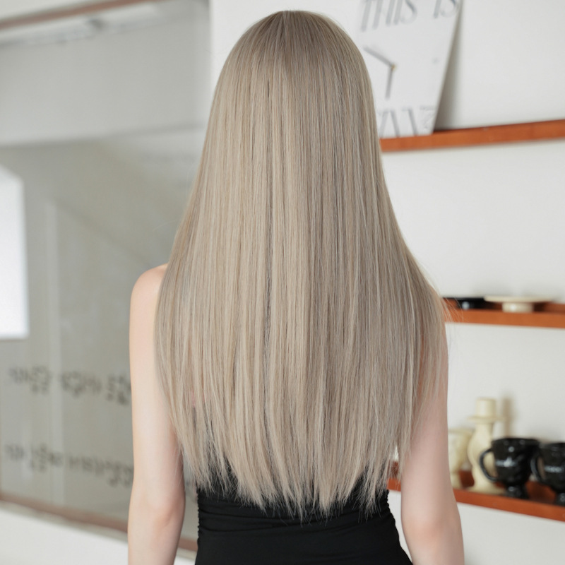 Beige mixed race long straight hair,wig