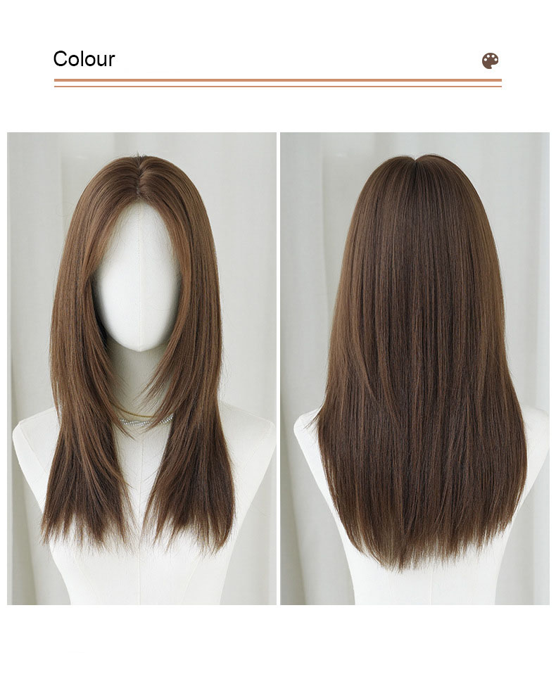 Chestnut brown medium length straight hair,wig